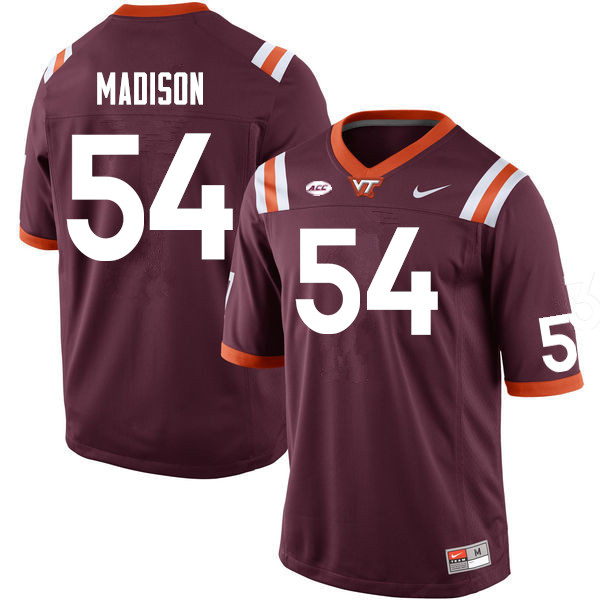 Men #54 Malachi Madison Virginia Tech Hokies College Football Jerseys Sale-Maroon
